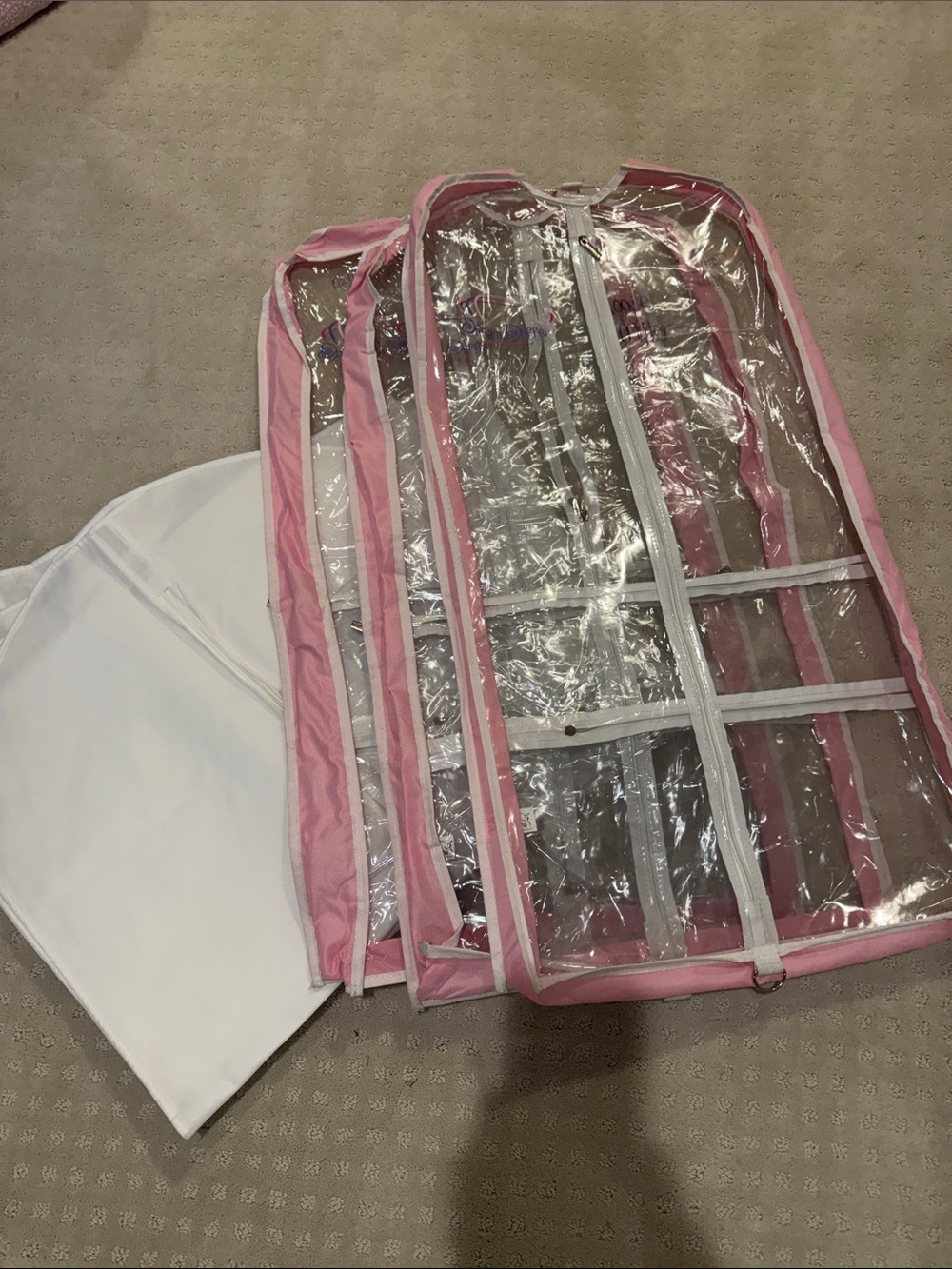 Dream Duffel Clear with Pink trim garment bags  - Home Other